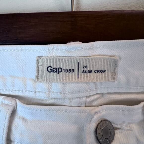 Gap 1969 Women's Slim Crop White Straight Leg Mid Rise Jean Size 26 - Picture 3 of 5